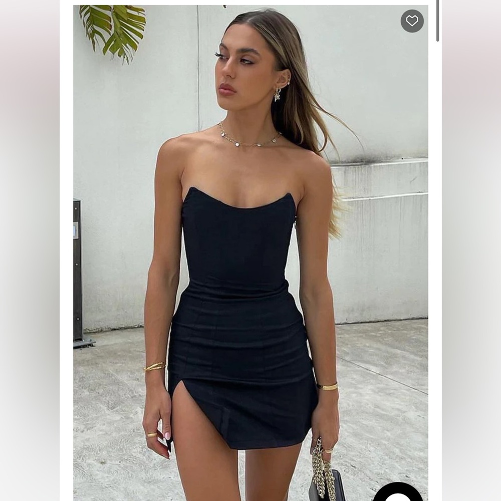 White fox black mini dress